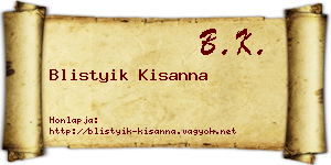 Blistyik Kisanna névjegykártya